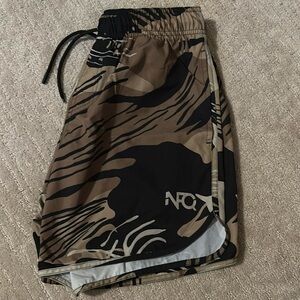 brown and black camo shorts